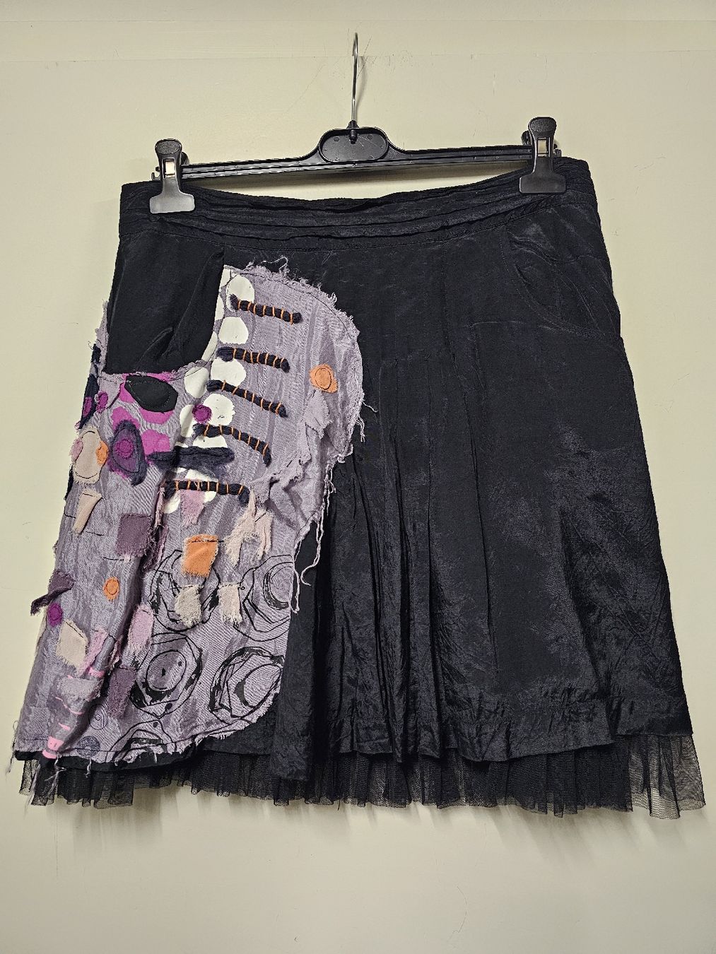 Desigual Röcke: Jupe Desigual/Originale/Noire/Tissu Patchwork/Tulle/T:40 – Gebraucht aus Basel von Paloma6261