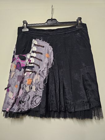 Jupe Desigual/Originale/Noire/Tissu Patchwork/Tulle/T:40