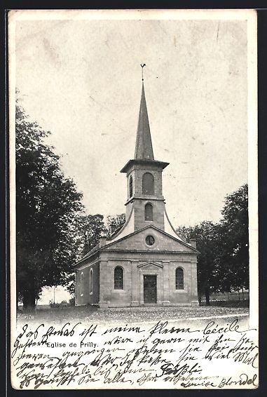 Cartoline postali: AK Prilly, Eglise de Prilly, 1908 – Usato da Berlin venduto da bartko-reher