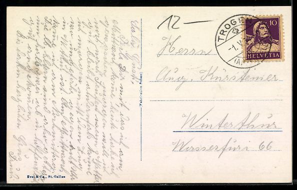 Cartoline postali: Trogen, Dorfansicht mit Kirche und Weg – Usato da Berlin venduto da bartko-reher 1