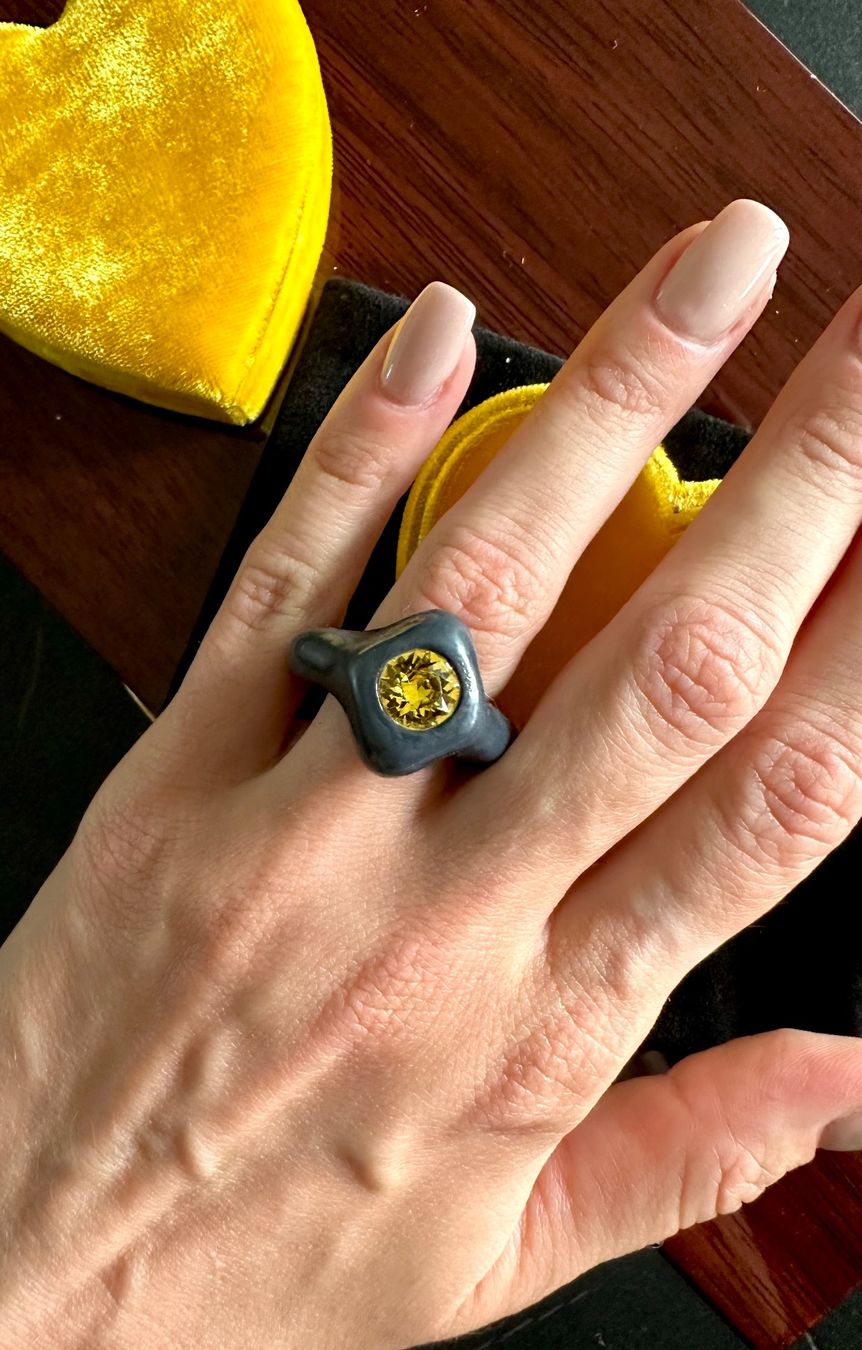Anelli: STATEMENT COCKTAIL RING MIT GELBEM KRISTALL – Usato da Zug venduto da ale_8khf 1