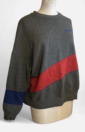Sweat-shirt gris avec bandes rouge et bleu état neuf