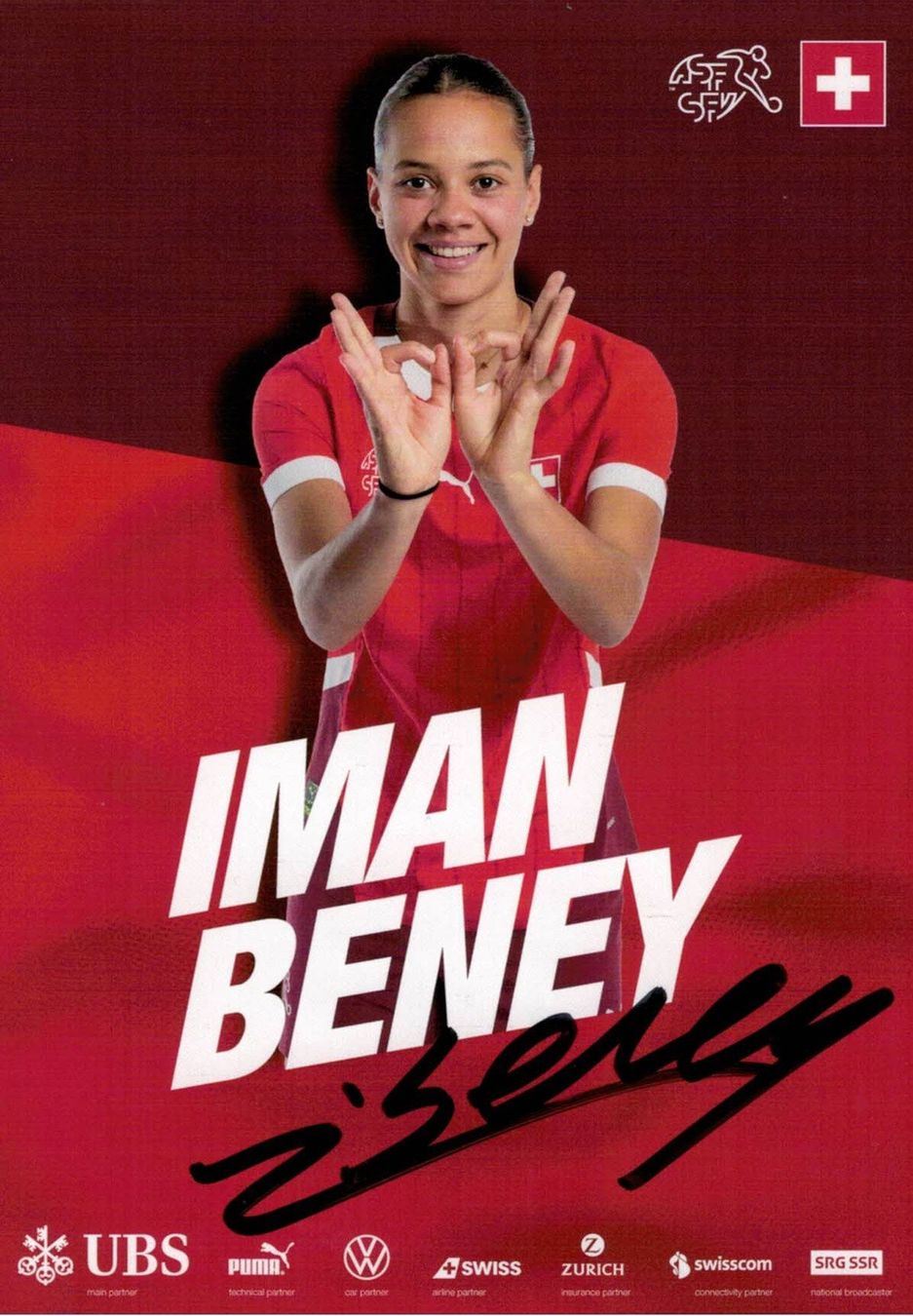 Autografi: Iman Beney Autogramm original handsigniert Schweiz 2025 – Nuovo (secondo la descrizione) da Thalwil venduto da JogaB0nito