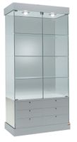 Glasvitrine, ESG Glas, Silber, LED (B.93cmxT.46cmxH.188cm)