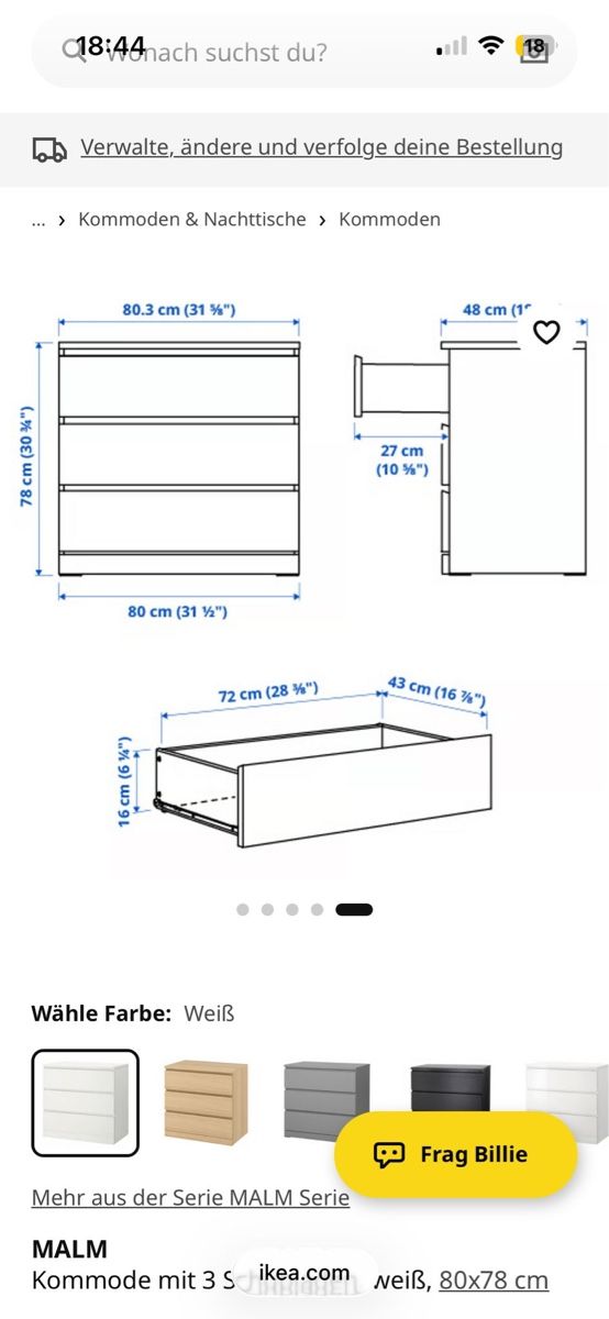 Commodes: Malm Kommode mit 3 Schubladen – D'occasion à Merenschwand par ___niggi___ 4