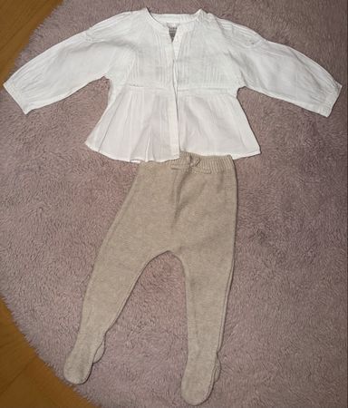 Baby Set Zara Bluse und Hose beige weiss Grösse 68