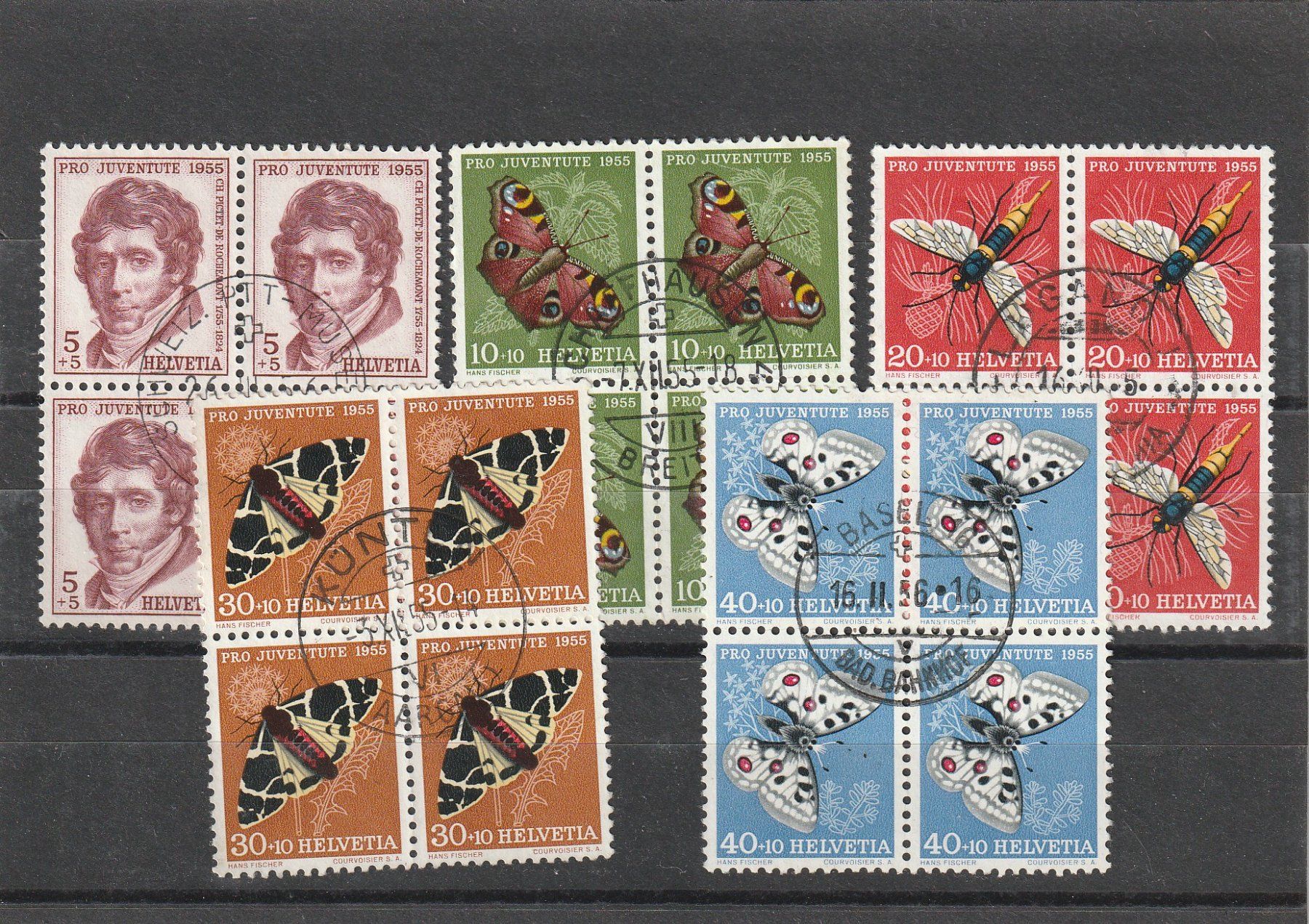 Alle Briefmarken: Viererblöcke Zu. Nr. J158 - J162 – Gebraucht aus Rorschacherberg von fratovi2