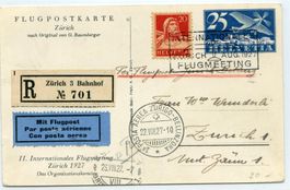 1927 Flugpostkarte GS Flugm.  Zürich 1)