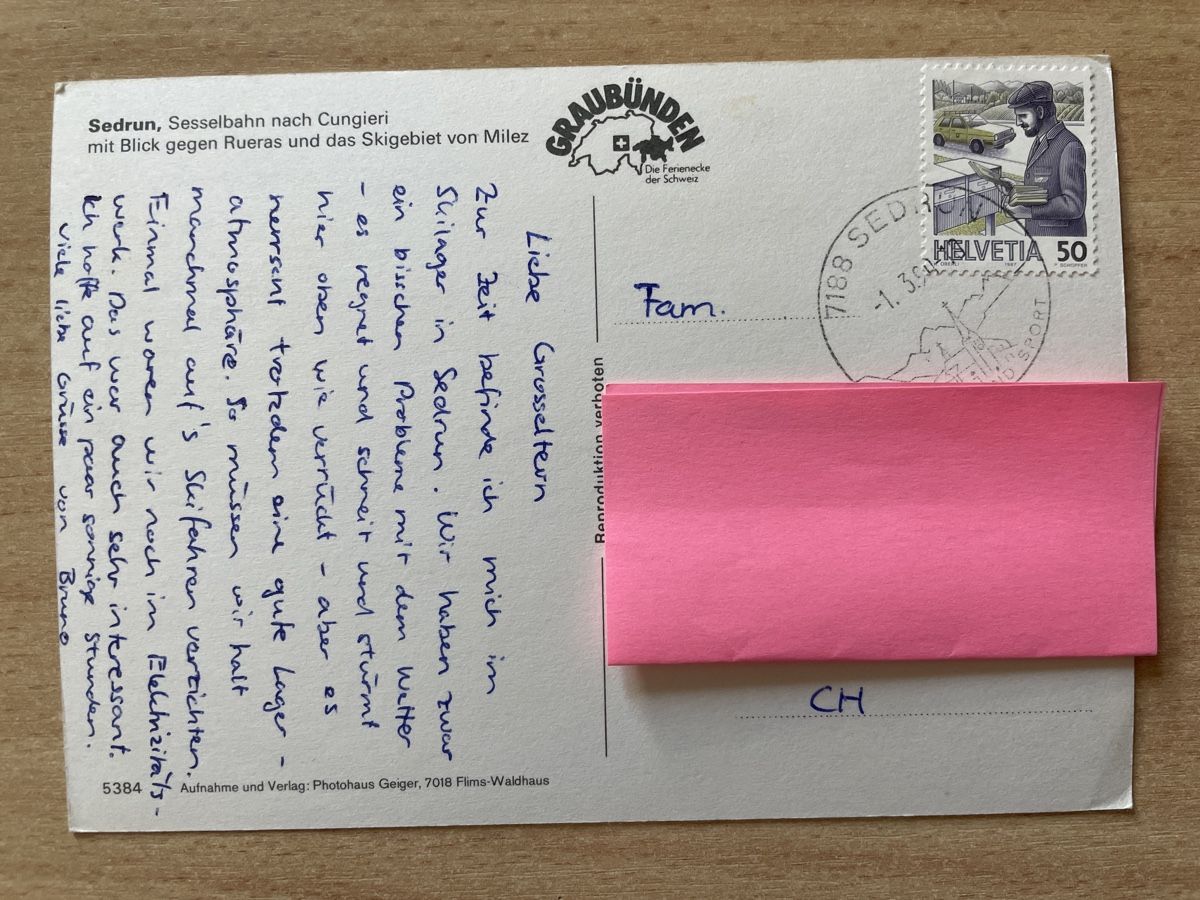 Cartes postales: Sedrun Postkarte Sesselbahn Cungieri, Graubünden – D'occasion à Neuhausen am Rheinfall par Arielle55 1