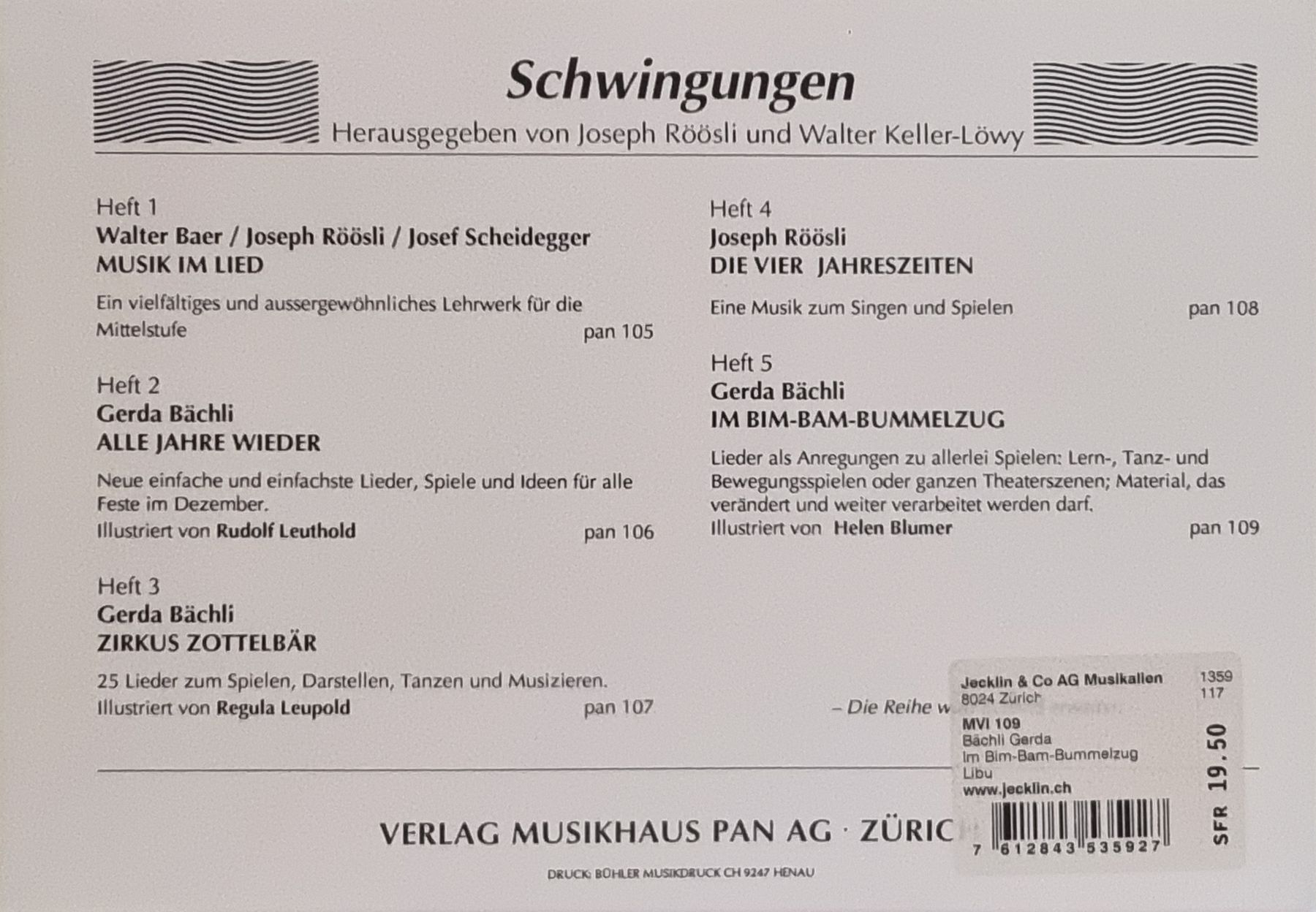 Libri: Gerda Bächli: Im Bim-Bam-Bummelzug Liederbuch – Nuovo (secondo la descrizione) da Horgen venduto da basilique 2