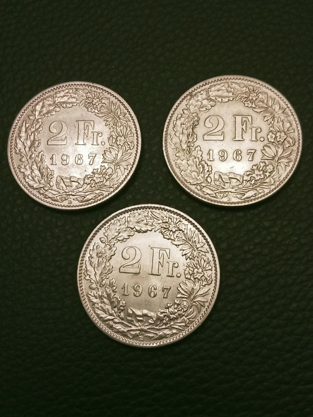 Tutti le monete: 3 x  2 Fr. Schweiz , 1967B , 0.835 Silber, stgl. – Nuovo (secondo la descrizione) da thoerigen venduto da grimselcat