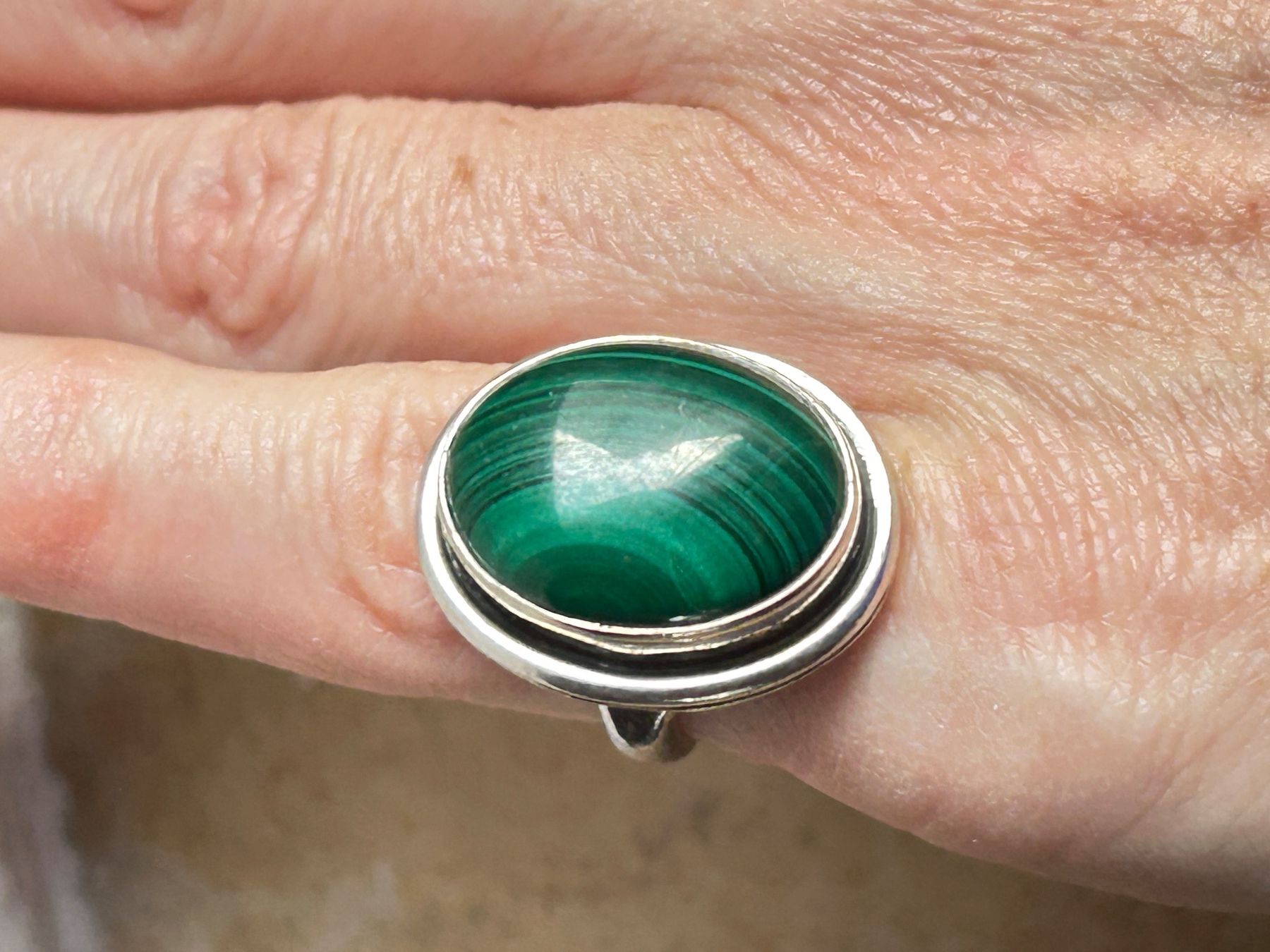 Ringe: Vintage Silber Ring Malachit Stein (gr.51) – Gebraucht aus Laufen von belleskulptur