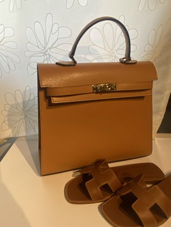 Hermes Style Kelly, Echte Leder Tasche 