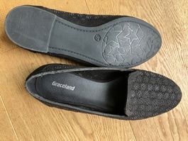 Schwarze Ballerinas, Gr. 37, Strassbesatz