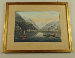 FLÜELEN VERS LE BRISTENSTOCK, LITHOGRAPHIE UM 1860