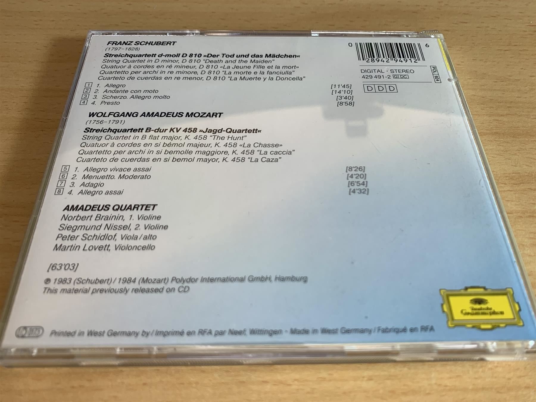 CD: Schubert - Der Tod Und Das Mädchen / Jagd-Quartett – Usato da Rikon im Tösstal venduto da Alpenmutz 1