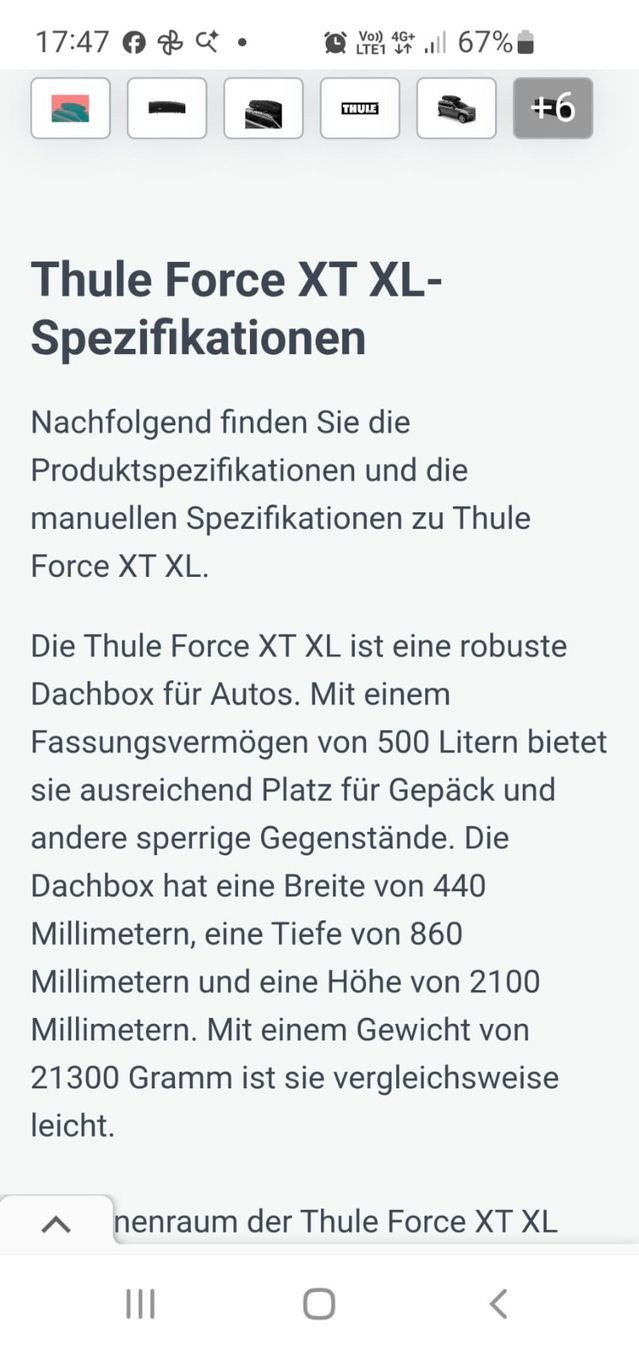 Thule Box da tetto: Thule Dachbox Force XT XL (gebraucht) – Usato da Matten b. Interl venduto da Isabellepiredda 4
