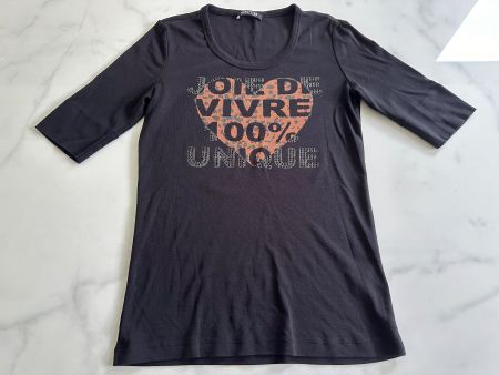 Schwarzes Damen-Shirt "Joie de Vivre" / Grösse 38