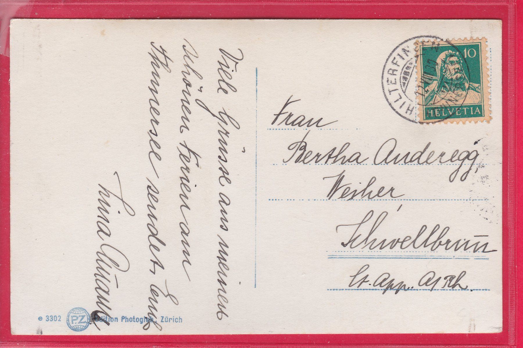 Cartoline postali: HILTERFINGEN, 12.8.1930 – Usato da Oberrieden venduto da Gebirgsstelze 1