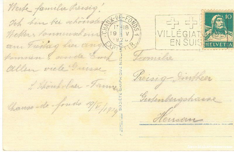 Cartoline postali: La Chaux-de-Fonds + 1929 – Usato da Emmenbrücke venduto da teestube 1