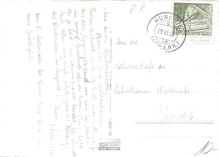 Ansichtskarten: Hundwil, gelaufen 1950 – Gebraucht aus Frauenfeld von POML 1