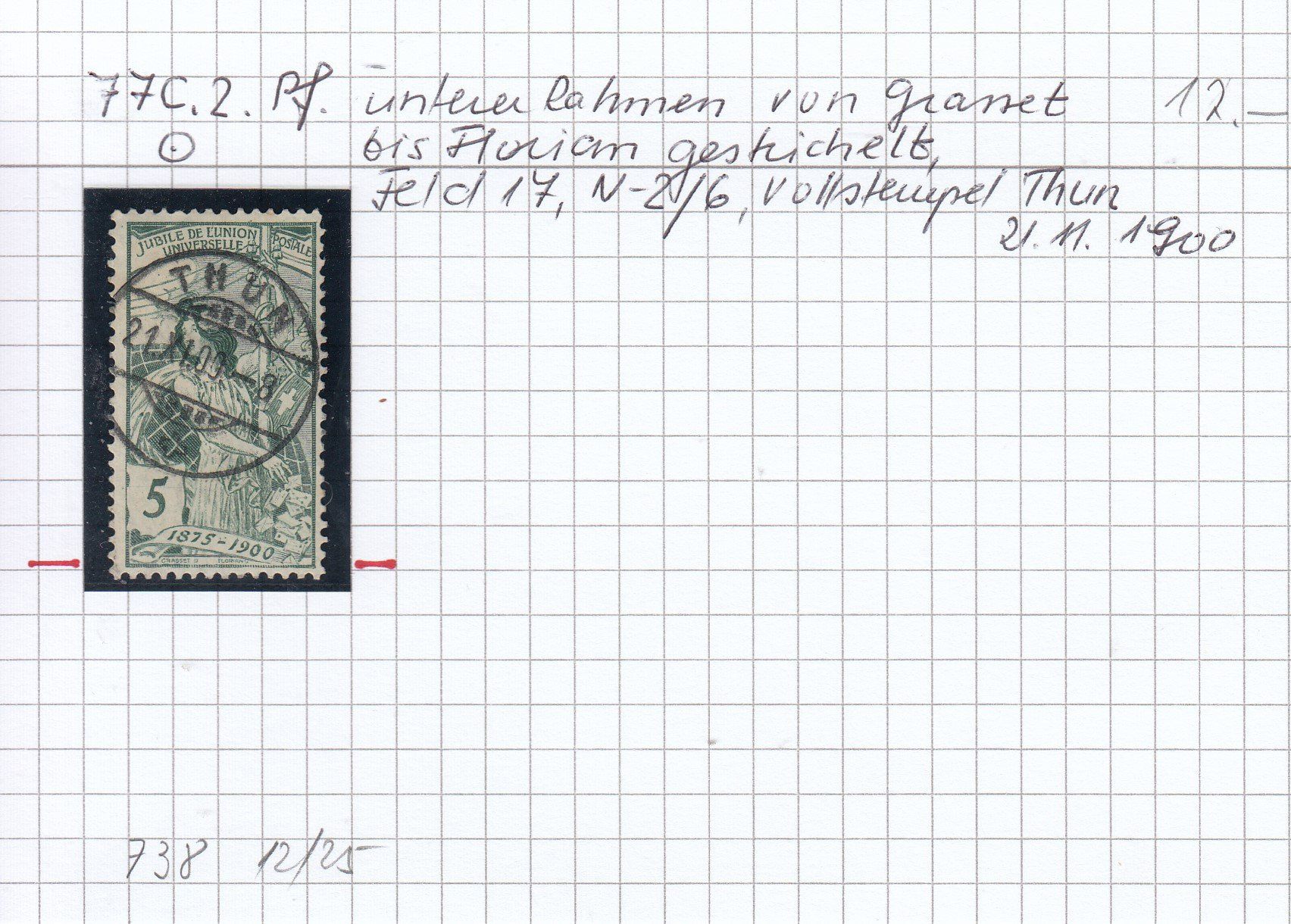 Alle Briefmarken: 77C.2. Pf. unterer Rahmen v. Grasset bis Florian gestrichelt – Gebraucht aus Spreitenbach von Lienbi01 3
