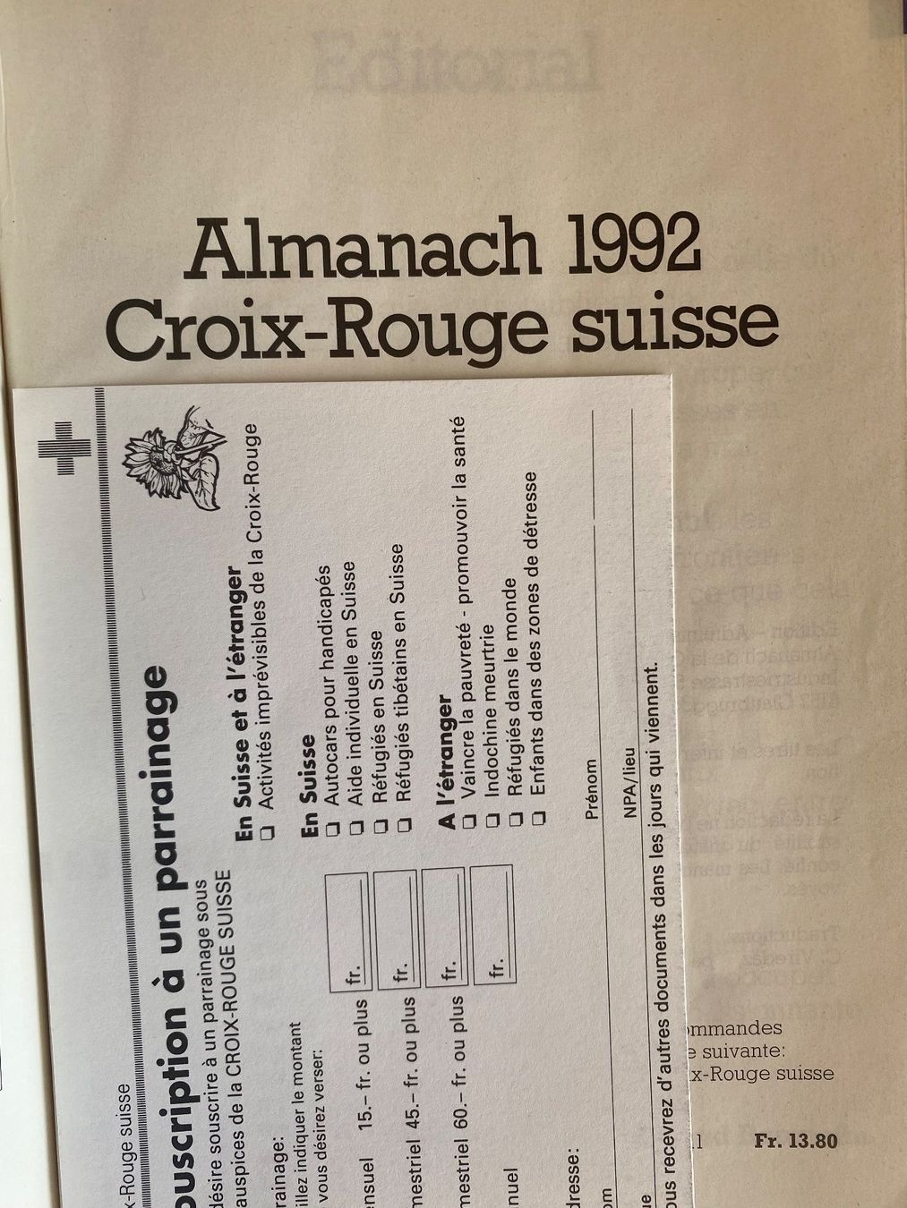 Zeitschriften & Magazine: ALMANACH CROIX-ROUGE SUISSE, 1992 – Gebraucht aus Leysin von geomamar 2