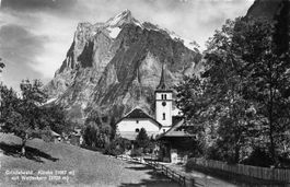 Grindelwald BE Kirche mit Wetterhorn