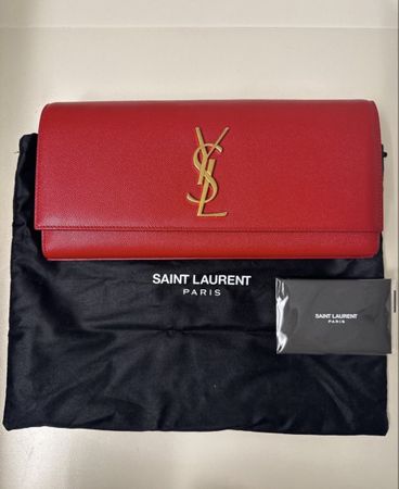 Saint Laurent Red Leather Clutch