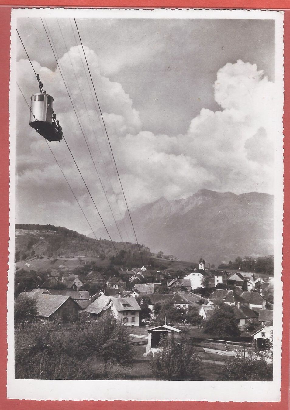 Cartoline postali: Oberschan mit Schwebebahn Alvier - 1955 – Usato da Fislisbach venduto da Porano