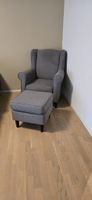 Sessel mit Hocker grau Stoff guter Zustand