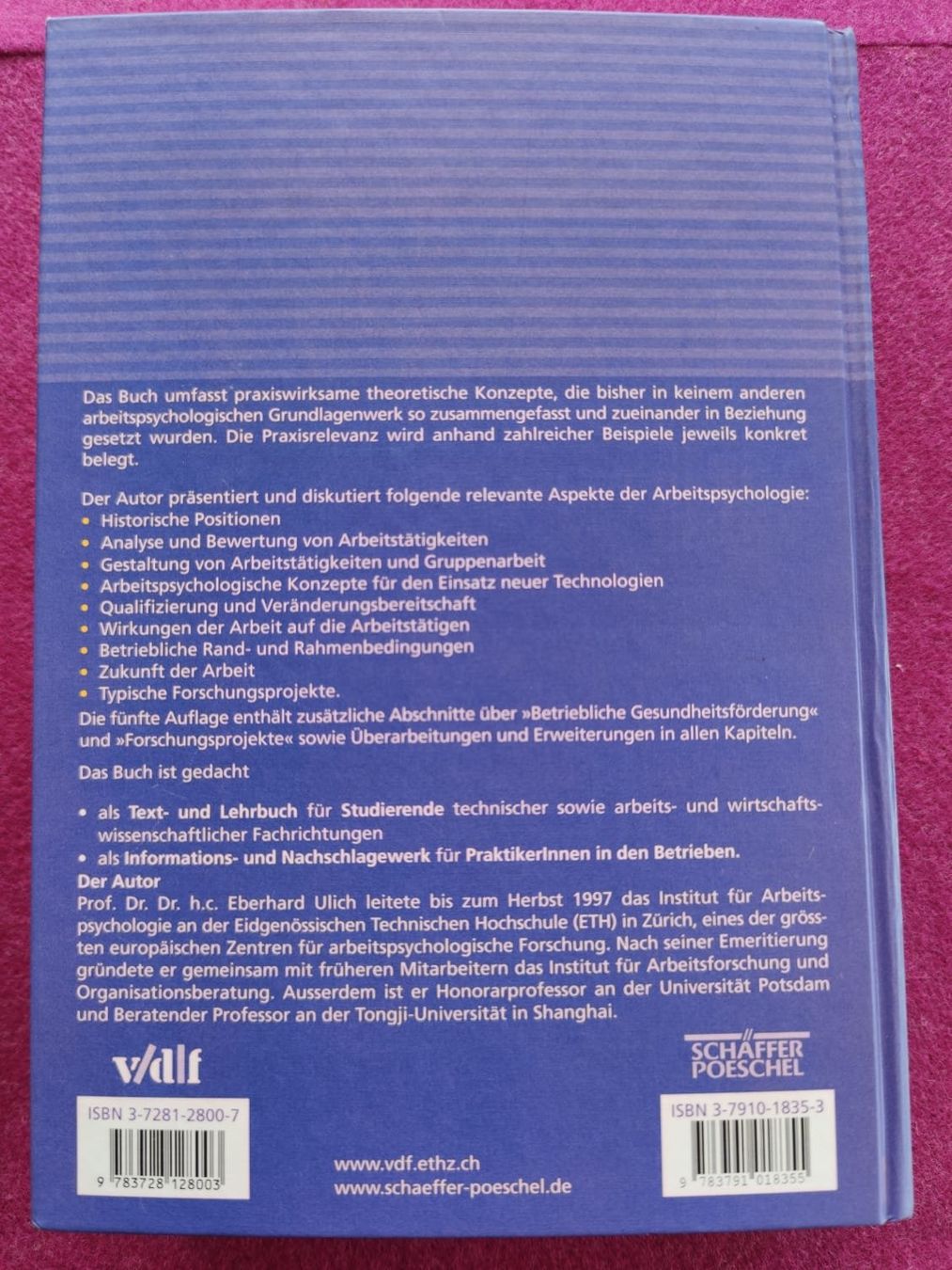 Bücher: Arbeitspsychologie von Eberhard Ulich – Neu (gemäss Beschreibung) aus Weissbad von Studently 1