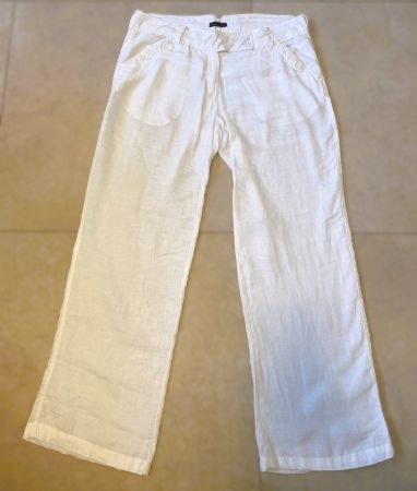 100% Leinen Hose lang weites Beine Gr 40 Bundweite 44cm