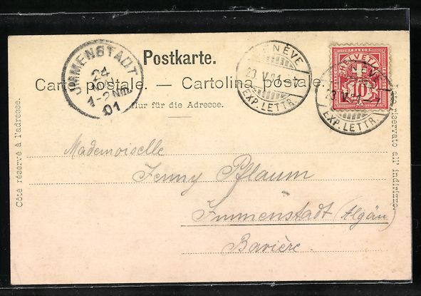 Cartoline postali: AK Nyon, Uferpartie mit Schloss, 1901 – Usato da Berlin venduto da bartko-reher 1