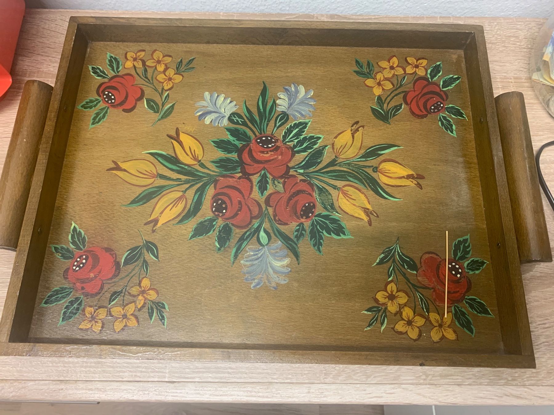 Set di piatti: Handbemaltes Holz Tablett – Usato da Zürich venduto da Messina_68