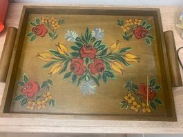 Handbemaltes Holz Tablett