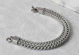 Bracciale a maglia doppia argento nuovo stainless steel