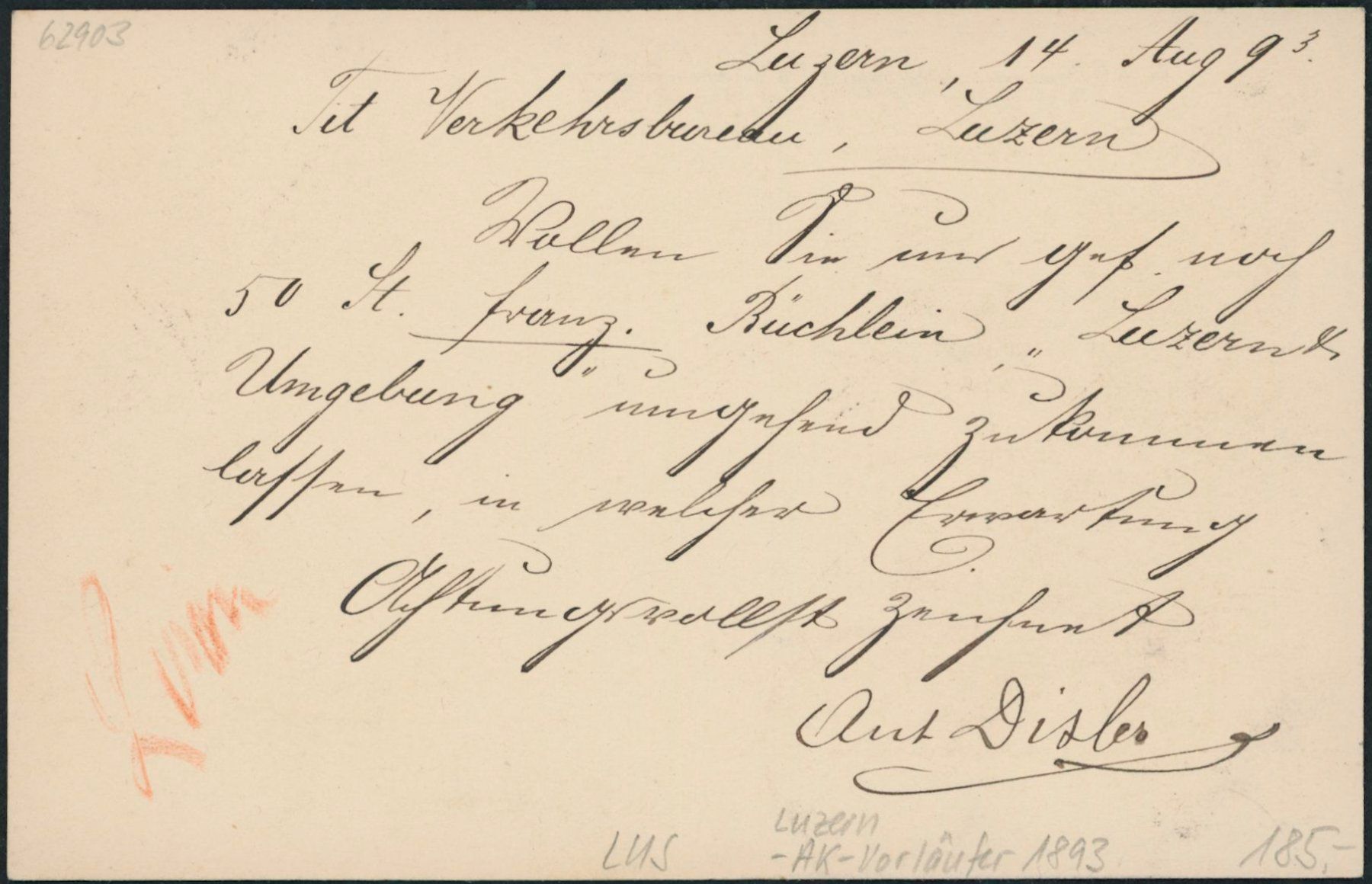 Cartoline postali: LUS Luzern - Litho - AK Vorläufer 1893 – Usato da Schindellegi venduto da masutka7 1
