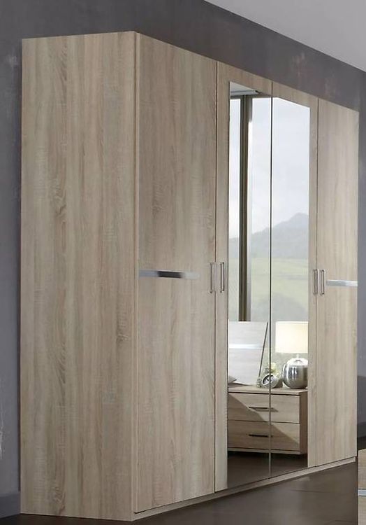 Armadio moderno con specchi effetto rovere di 180 cm (Gebraucht) in ...