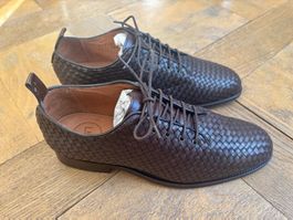 Le Majordome – braune Flechtleder-Schnürschuhe, ca. Gr. 42