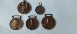 Lot de médailles bronze d'Italie PREMIÈRE GUERRE 1914-18.