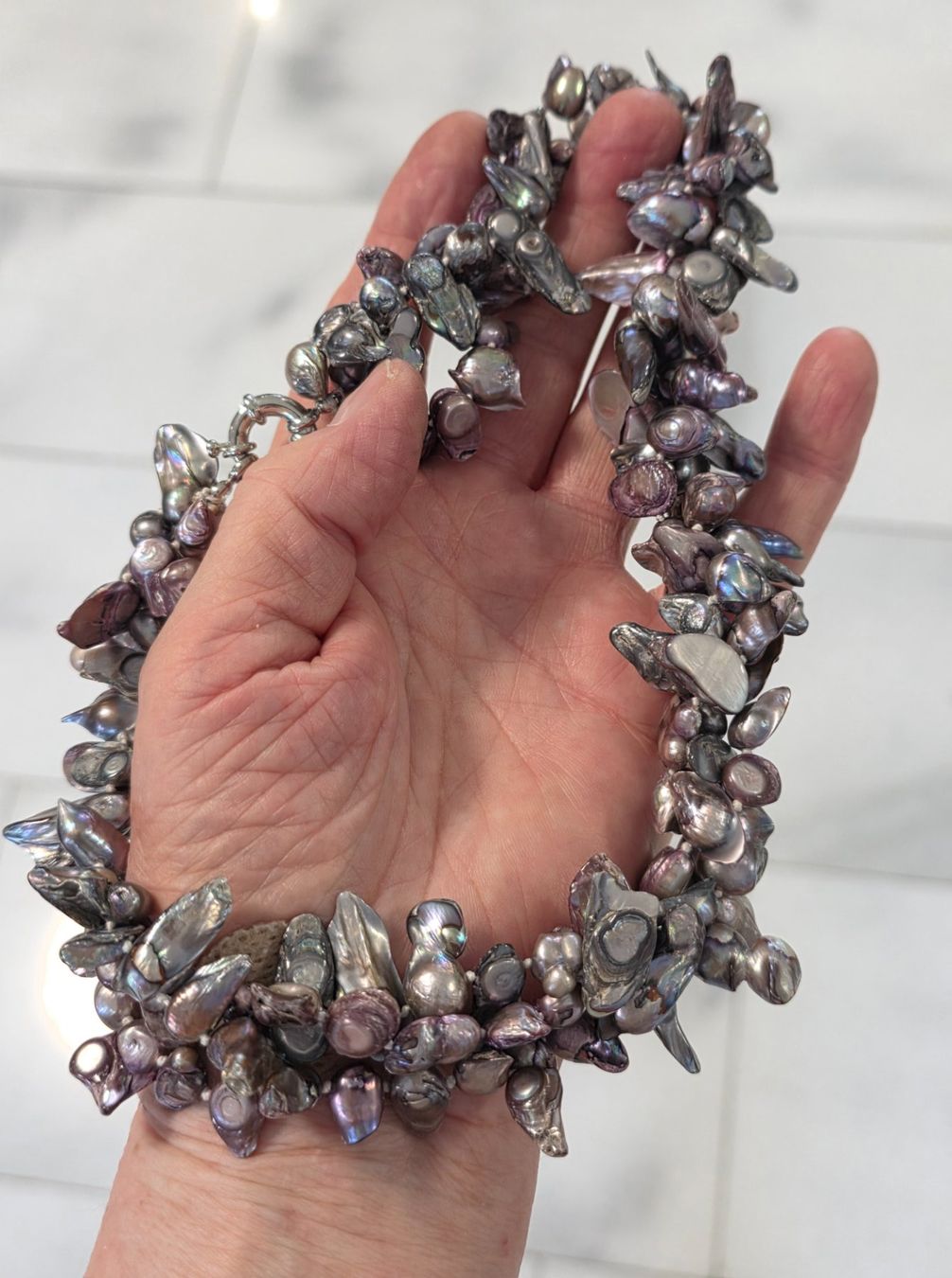 Perlen (unechte): Perlenkette Grau Fliederfarben Keshi Barock Perlen – Neu (gemäss Beschreibung) aus Zürich von benedikt12 7