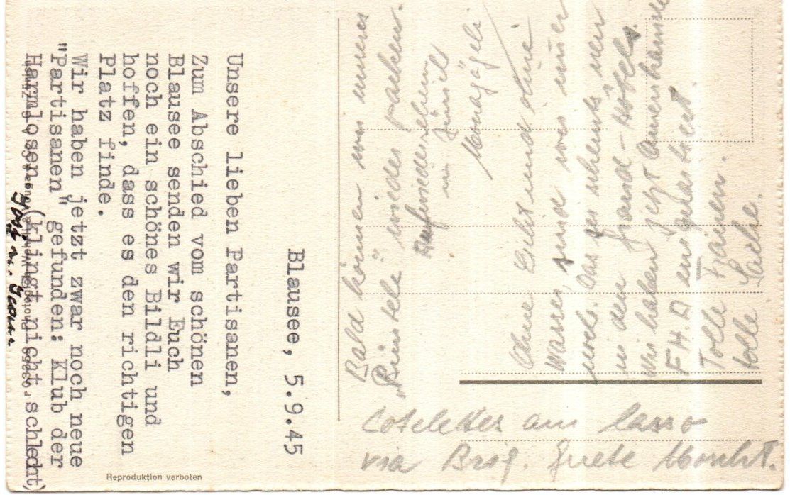 Cartoline postali: AK - BLAUSEE - ca. 1945 – Usato da Greifensee venduto da scharmant 1