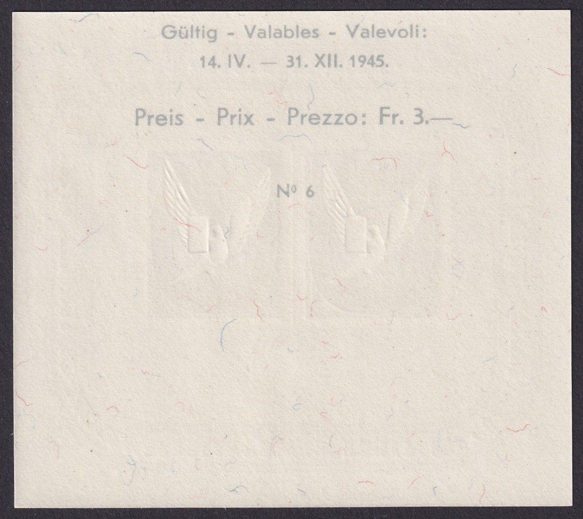 Tutti i francobolli: W23 Basler Taube Block 1945 postfrisch **, Kat: 100.- – Difettoso da Ebikon venduto da SilvioFreund 1