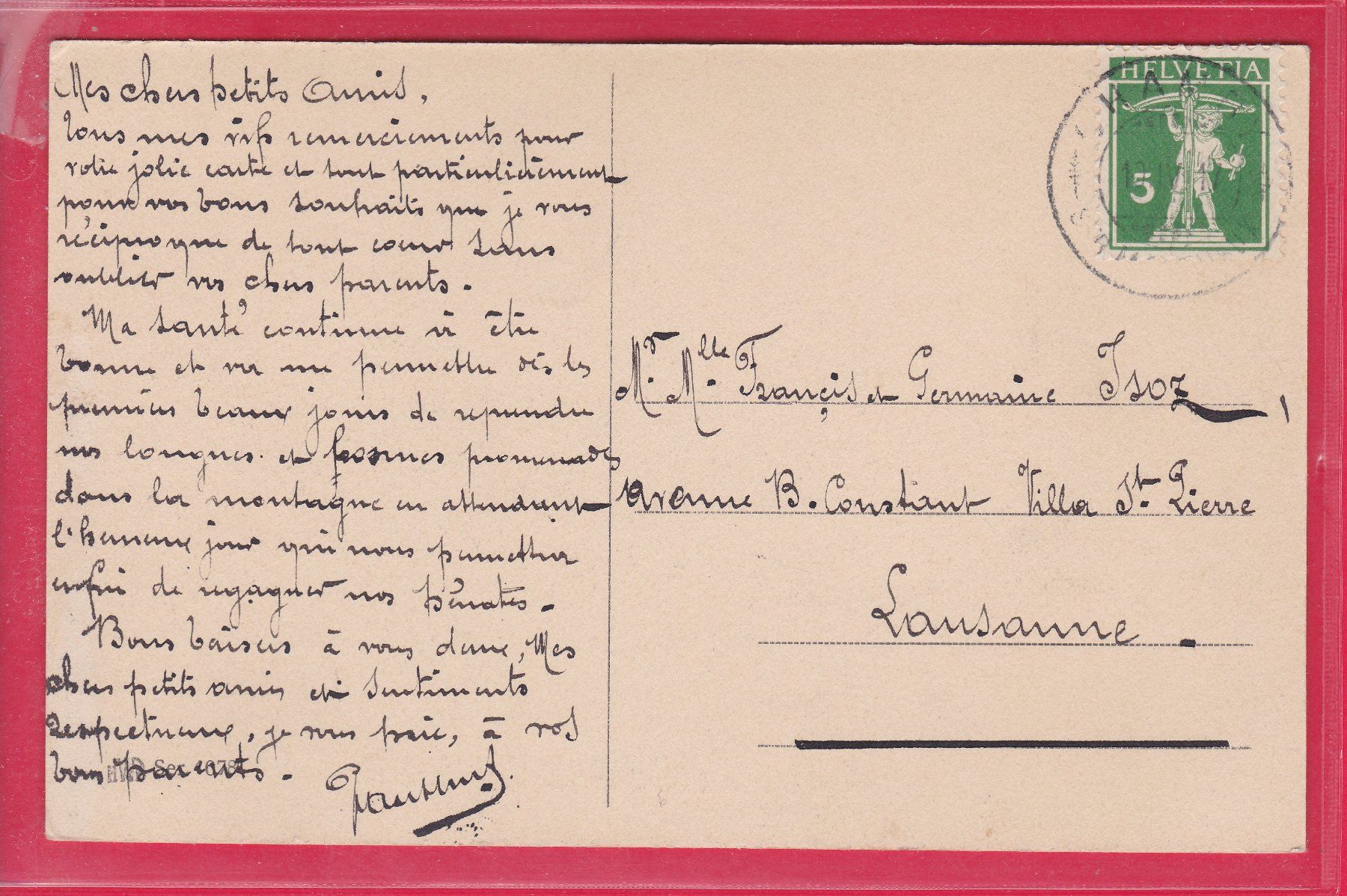 Ansichtskarten: JOYEUSES PAQUES, 10.4.1917 – Gebraucht aus Oberrieden von Gebirgsstelze 1