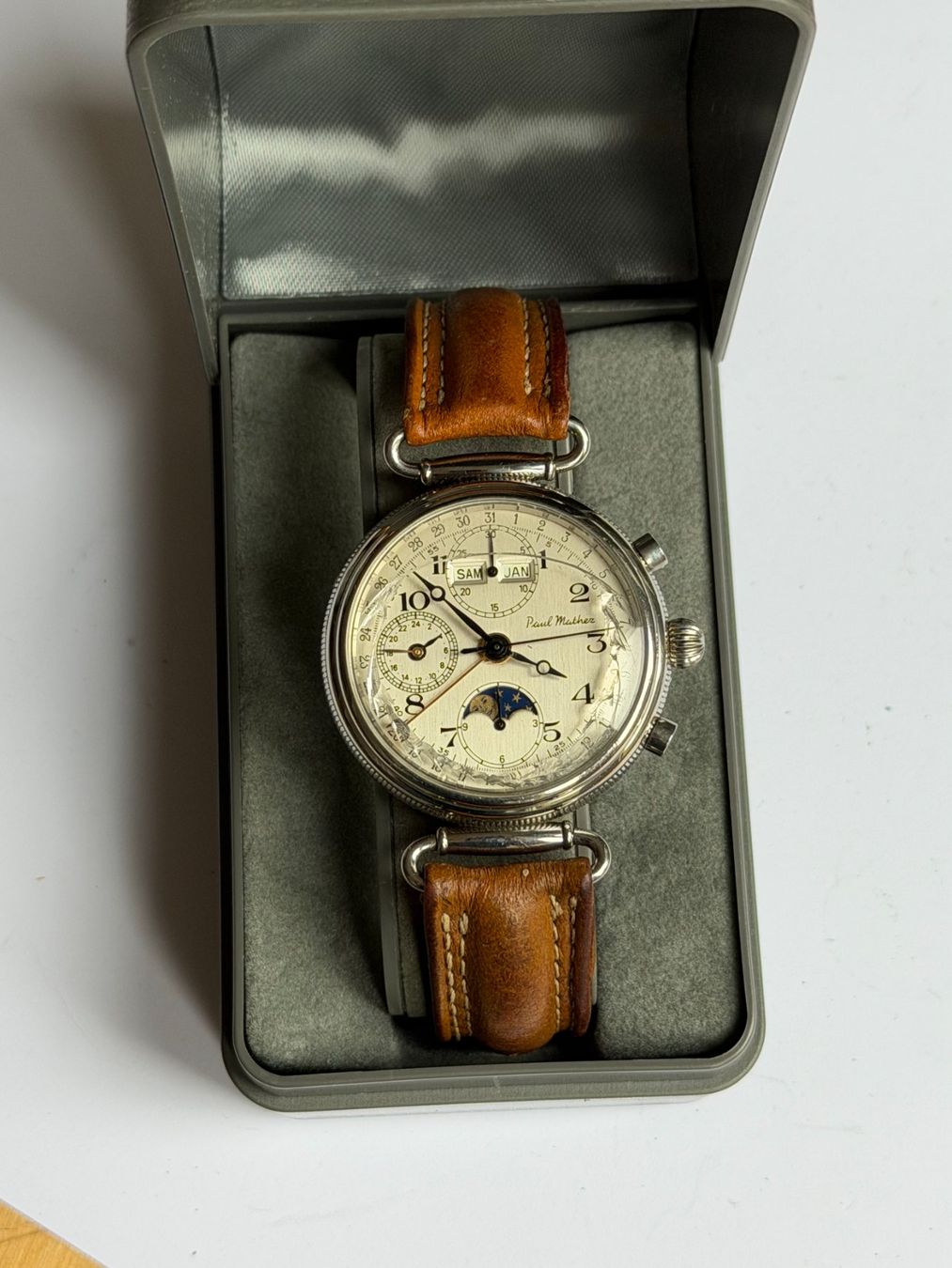 Uhren: Paul Mathez Moonphase Automatic Chronograph – Gebraucht aus Worblaufen von chronyves 4