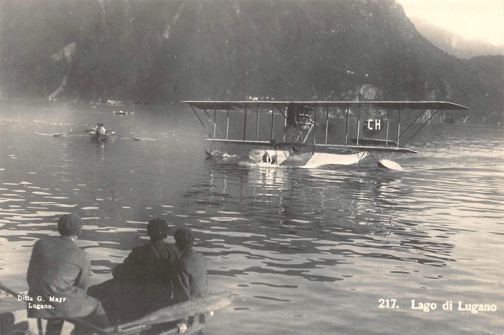 Cartoline postali: Lugano, Wasserflugzeug – Usato da Ottikon b.Kemptth. venduto da Neptun1974