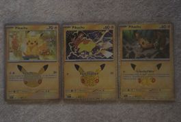 Pokémon spéciale 30ans  Lot de 3 pikachu  (NM)