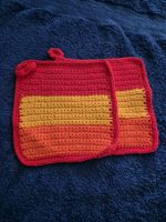 2 Topflappen rot orange gelb Handarbeit