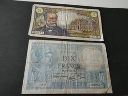 Frankreich, 2 alte Geldscheine